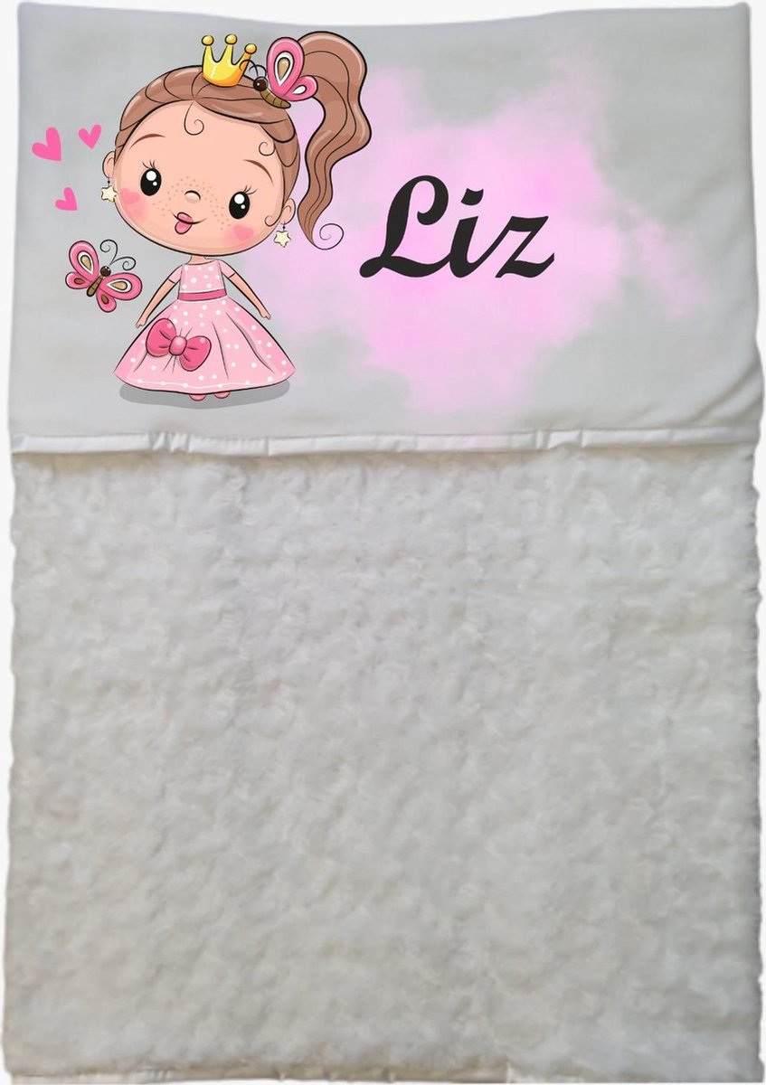 Baby dekentje Prinses EIGEN NAAM - gepersonaliseerd dekentje - kraam cadeau - zacht dekentje - Princess - wit deken - Meisje