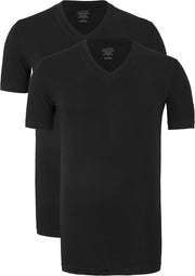 Claesen's Basics T-shirts (2-pack) - heren T-shirts V-hals - zwart -  Maat: L