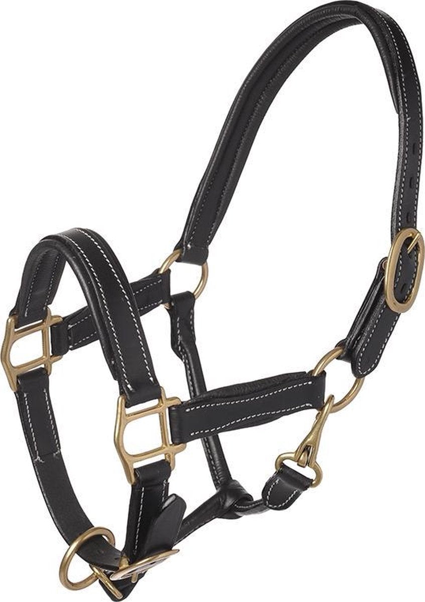 MHS Leren halster Luxury black/gold 7