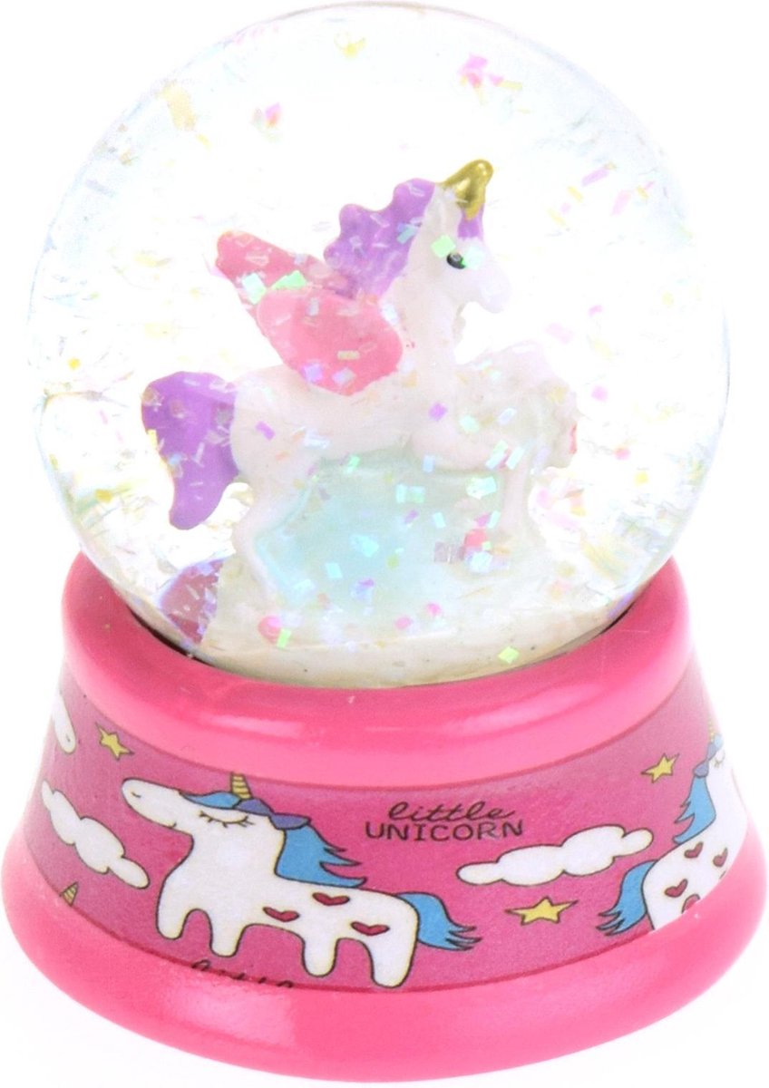 Toi-toys Sneeuwbol Met Glitters Eenhoorn Meisjes 6 Cm Roze