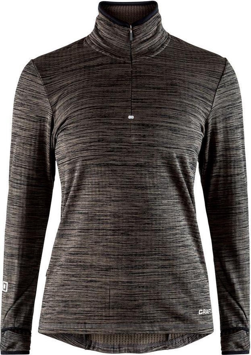 Grid Halfzip W Black melange