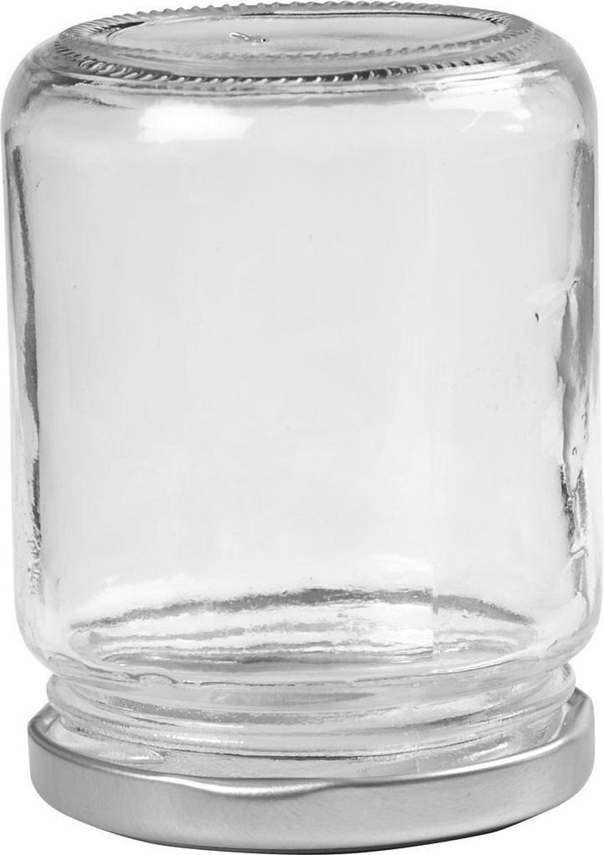 Glazen pot. transparant. H: 9.1 cm. d: 6.8 cm. 240 ml. 12 stuk/ 1 karton