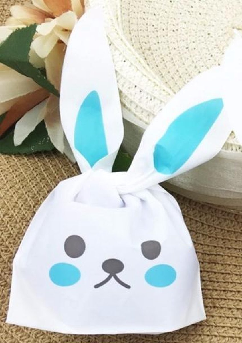 Bunny traktatie zakjes 20 stuks (blauw)