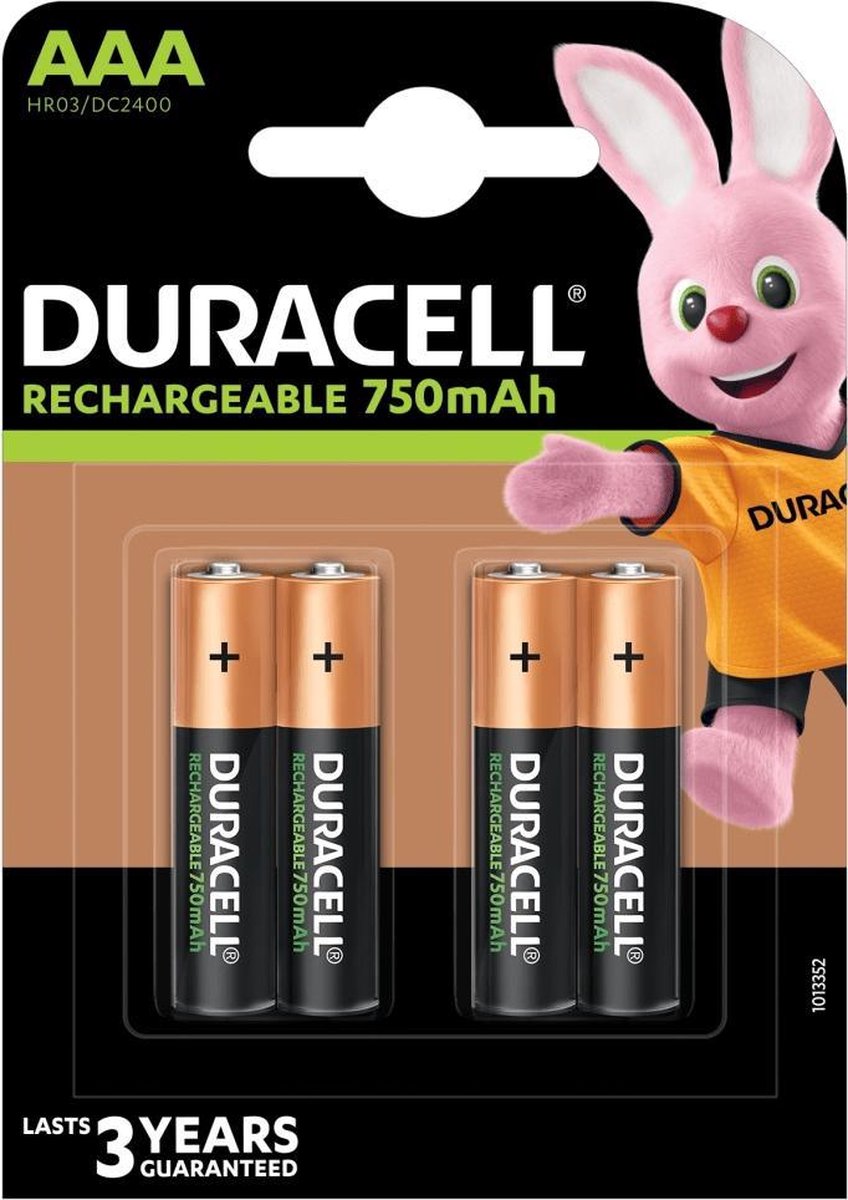 Duracell Rechargeable AAA 750mAh batterijen - 4 stuks