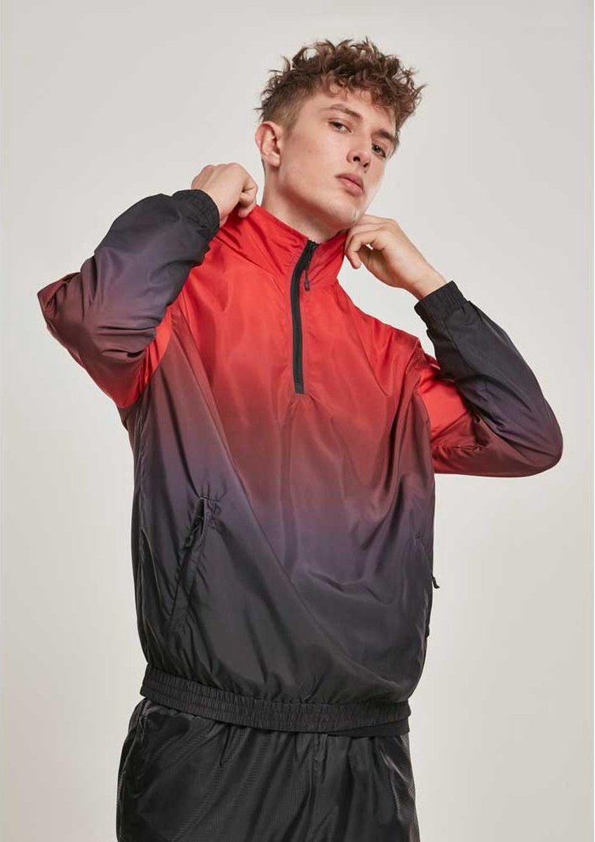 Urban Classics Pullover Jas -M- Gradient Zwart/Rood