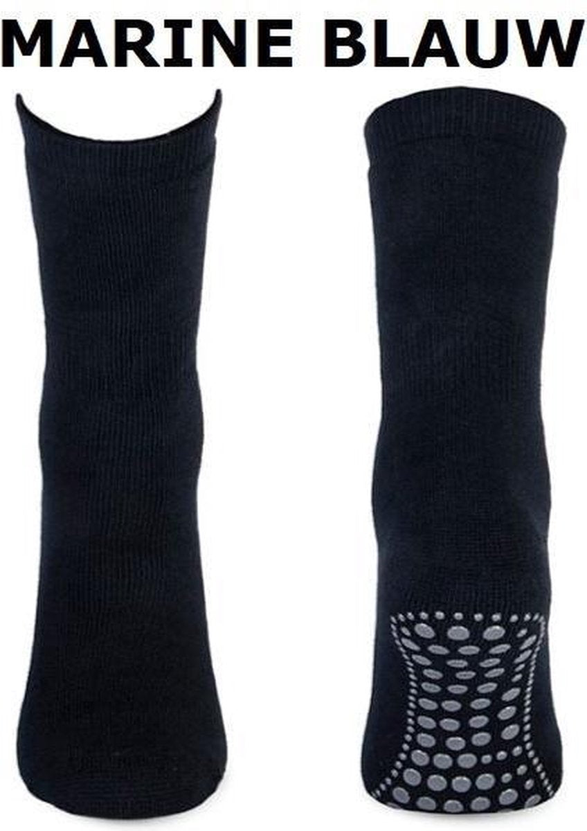 Anti slip sokken volwassenen - marineblauw - Unisex Maat 39-42