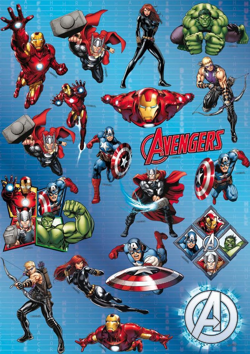Avengers - A4 Stickervel - Hologram stickers - Grote Stickers