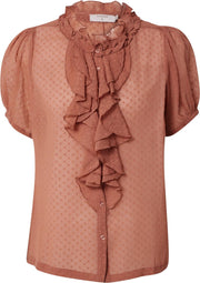 Cream blouse liba Roestbruin-38 (M)