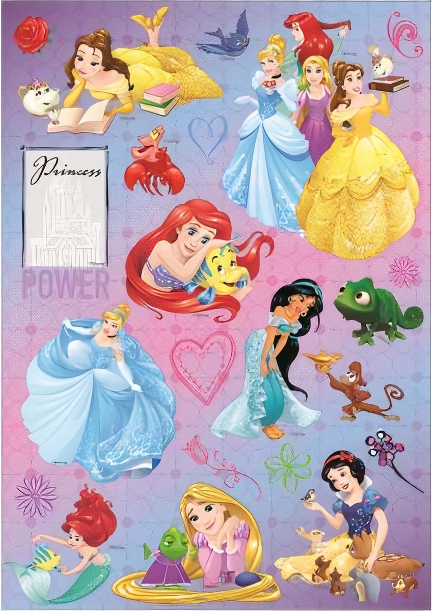 W&o Stickervel Prinses Junior 21 X 30 Cm Papier Paars 2 Stuks