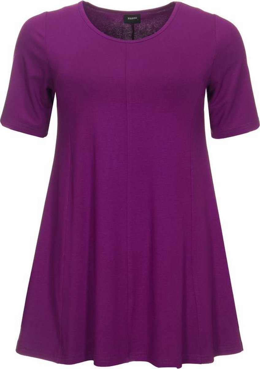 Zazou-A-lijn shirt-korte-mouw-donkerfuchsia