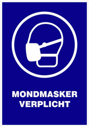 Pictogram Sticker Mondmasker verplicht - Corona Sticker - Afstand houden - 2 x A4 Sticker