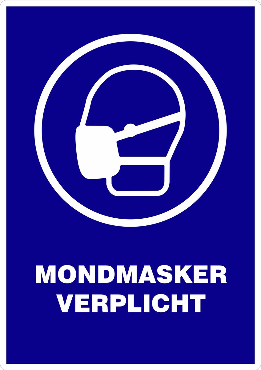 Pictogram Sticker Mondmasker verplicht - Corona Sticker - Afstand houden - 2 x A4 Sticker