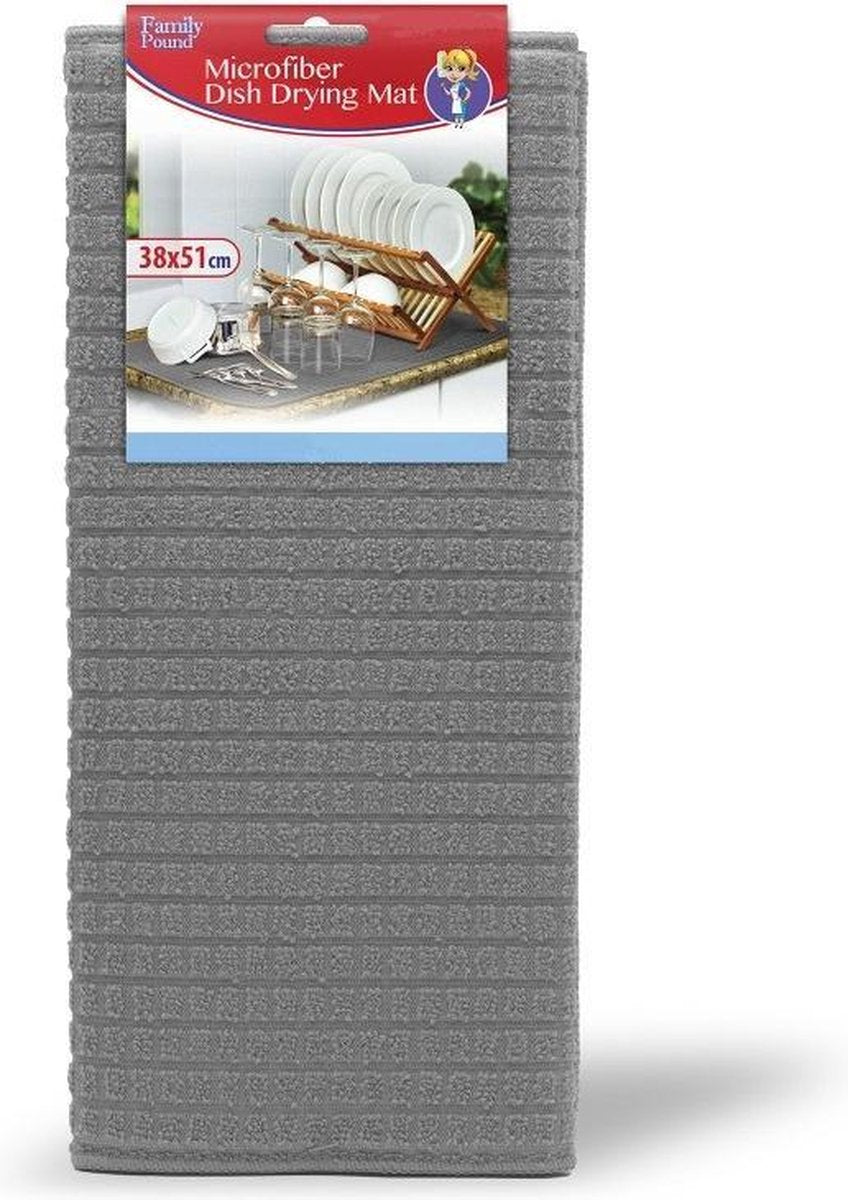 Afdruipmat Afwas - Grijs Antraciet - Microvezel - 38x51CM - Droogmat Vaat - Afdruip Mat