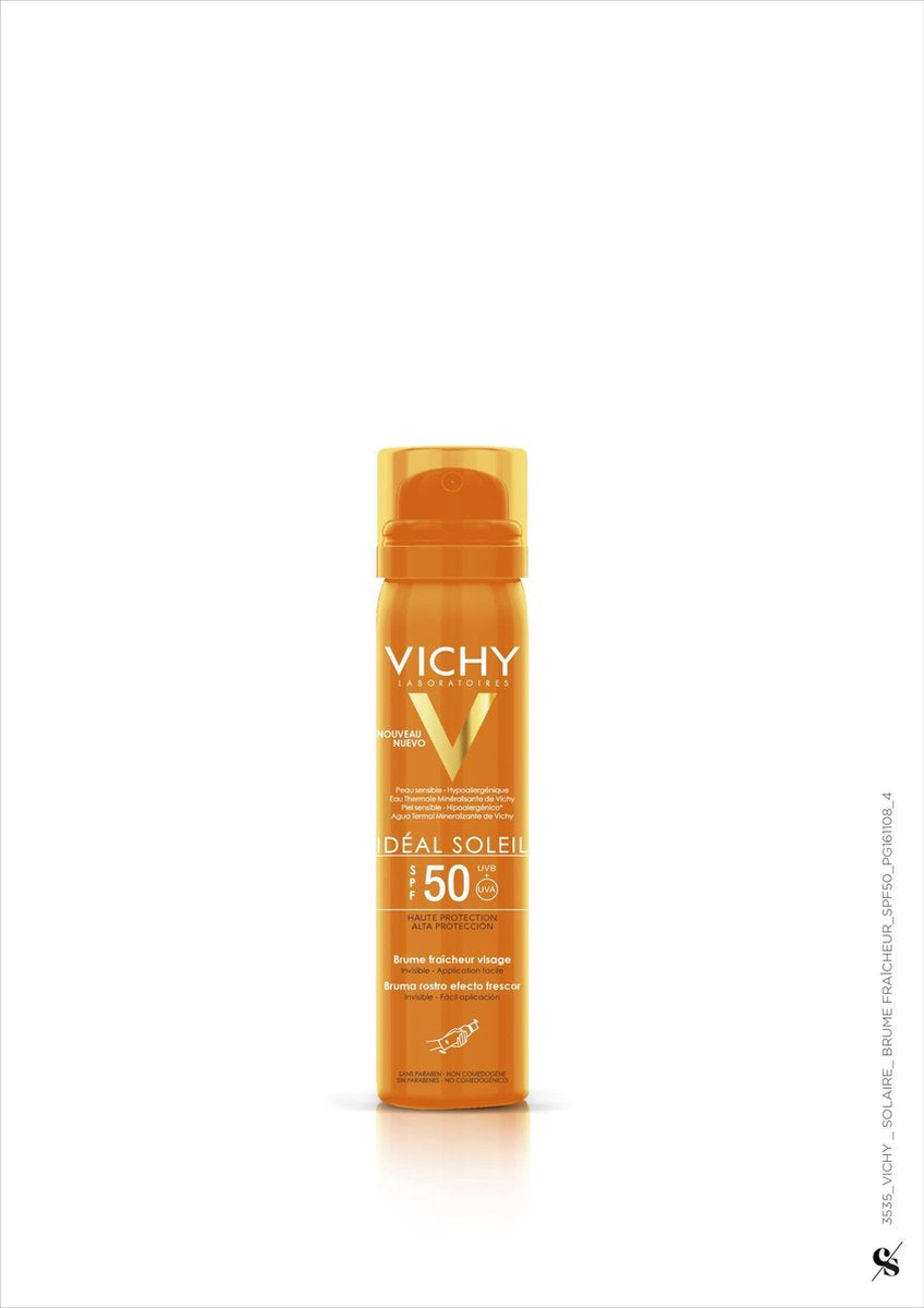 Vichy Idéal Soleil Frisse Zonnebrand Gezichtsmist SPF50 - 75 ml - Normale Huid