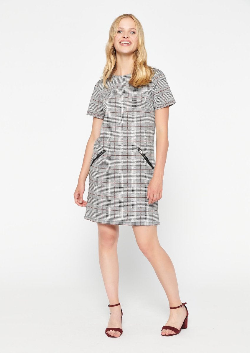 Mini jurk met ruit - Grijs