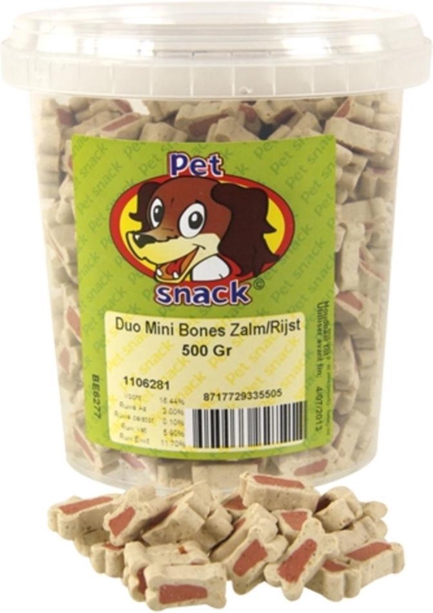 Petsnack Botjes Mini Duo Hondenvoer - Zalm/Rijst - 500 gr