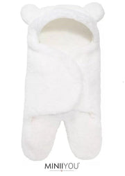 Babyslaapzak - Zachte witte teddy beer Inbakerdoek newborn - 0-1 mnd