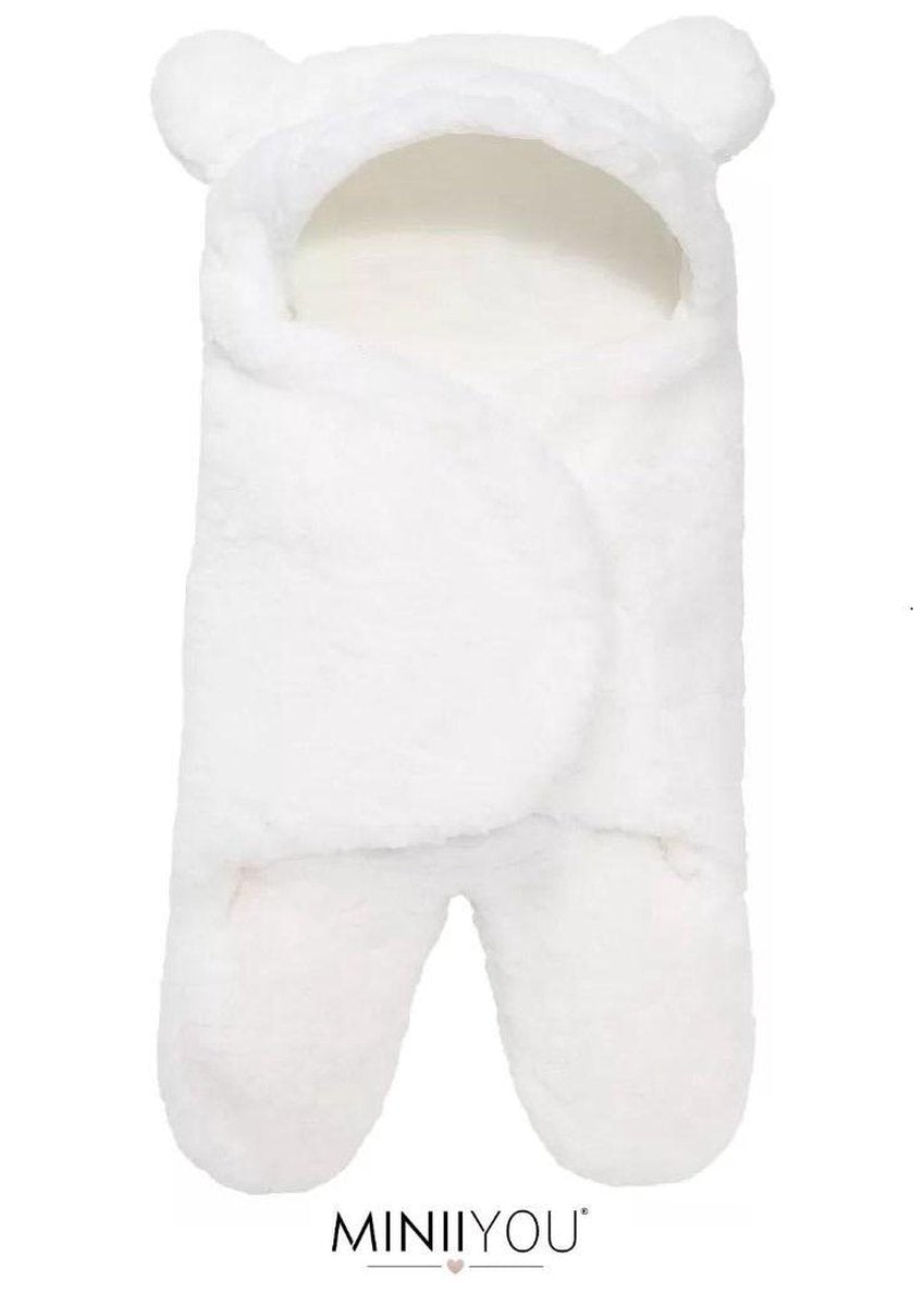 Babyslaapzak - Zachte witte teddy beer Inbakerdoek newborn - 0-1 mnd