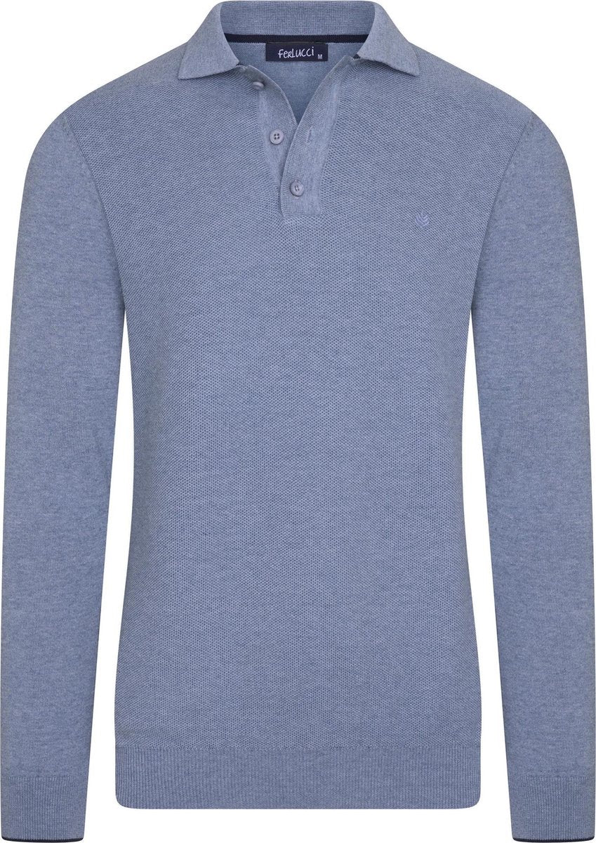 Ferlucci - Exclusieve Heren Trui met Polokraag - Pique - Indigo