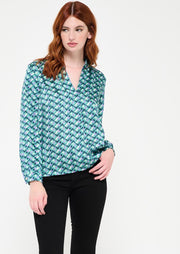 Satijn retro hemd - Turquoise
