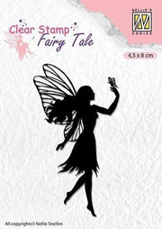 FTCS008 stempel Nellie Snellen - Clearstamp silhouette - Fairy serie - fee met vlinder