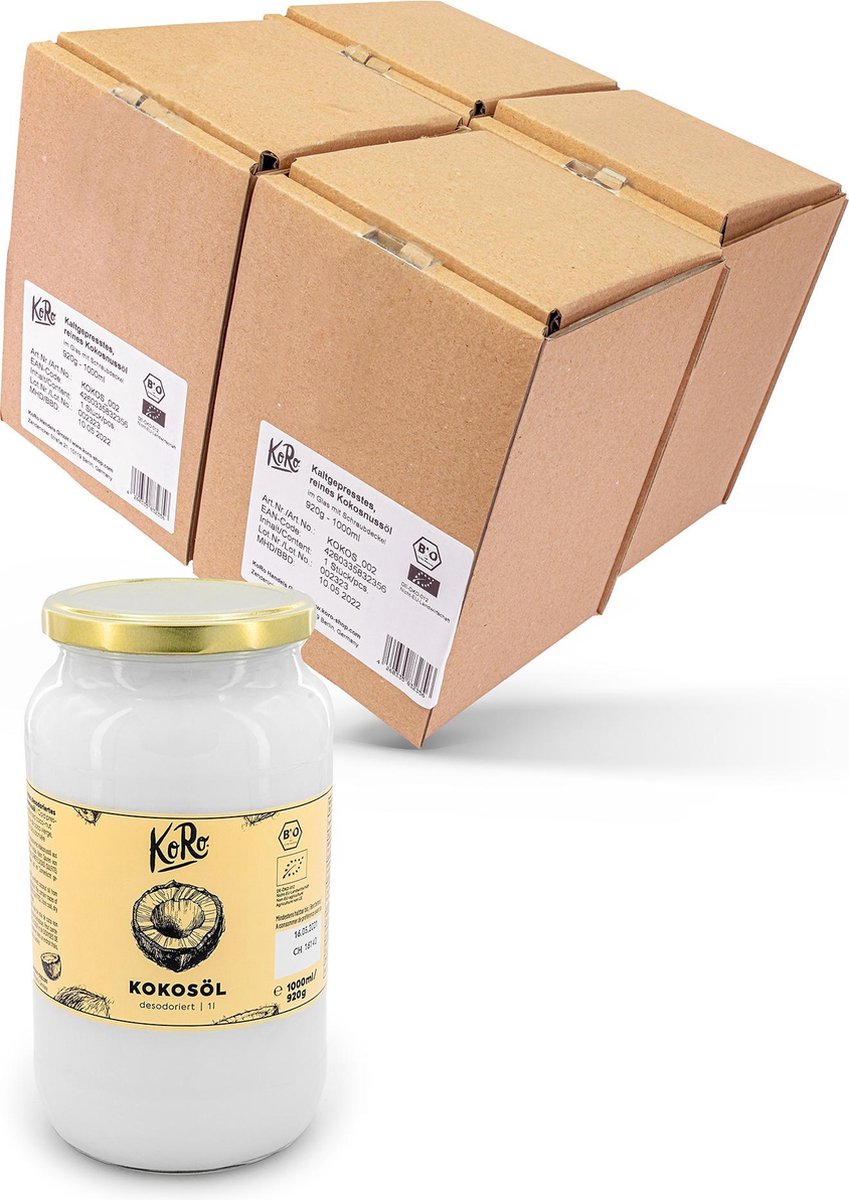 KoRo | Biologische kokosolie geurloos |  4 x 1 l