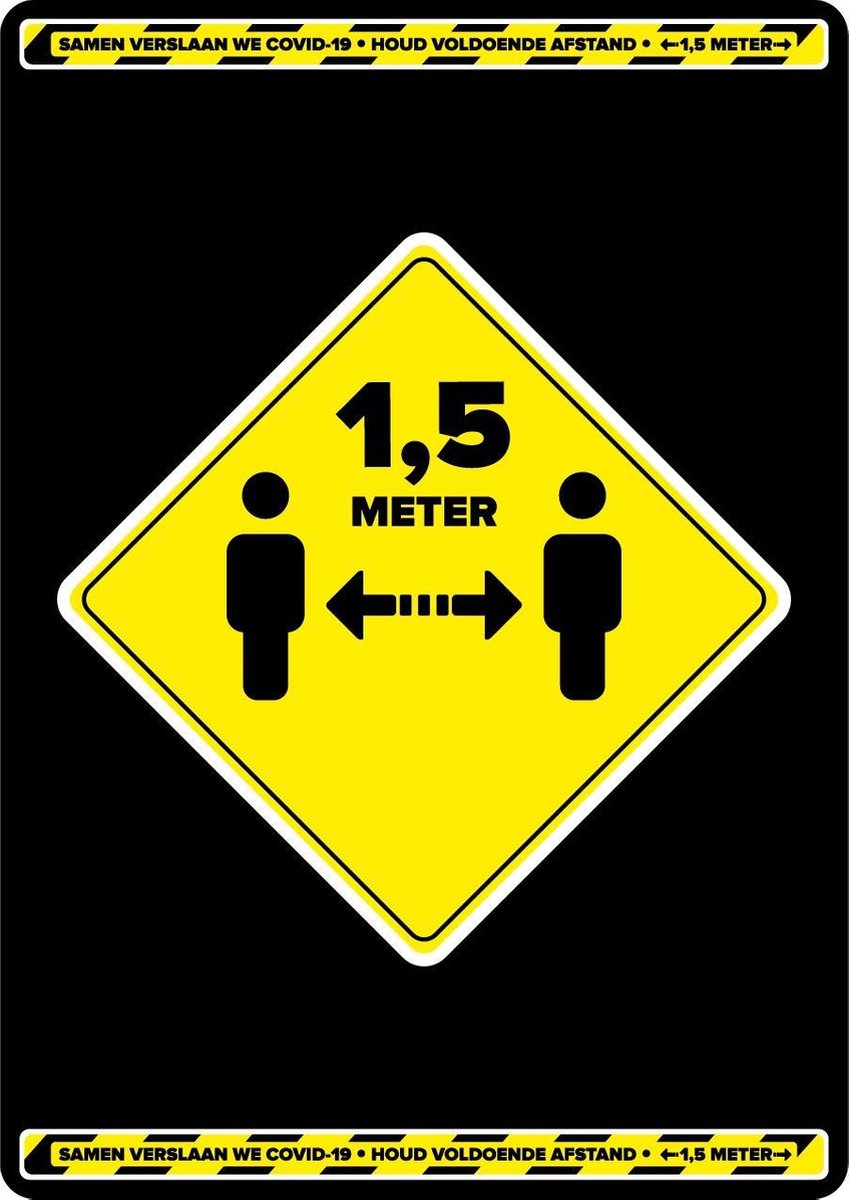 Stickers: Afstand bewaren - Corona/COVID-19 Stickers 60 cm x 85 cm (10 stuks)