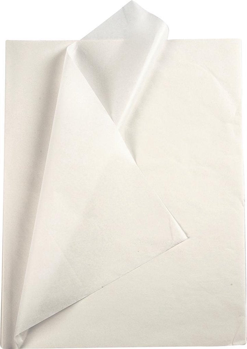 Tissuepapier. wit. 50x70 cm. 14 gr. 25 vel/ 1 doos