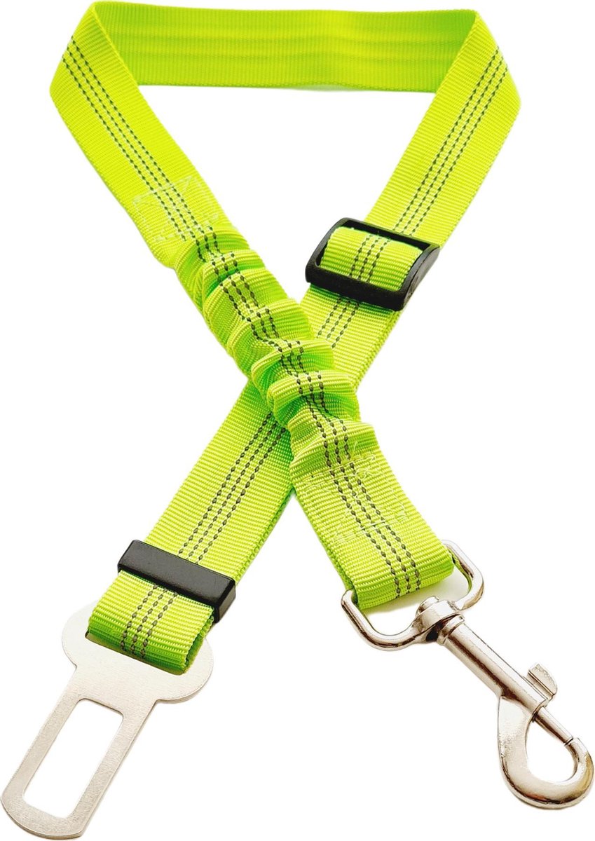 Doxie® Elastische Hondengordel – Autogordel Hond – Hondengordel Auto – Autoriem Hond - Hondenriem Auto - Reflecterend - Verstelbaar van 55 tot 82 cm - Groen