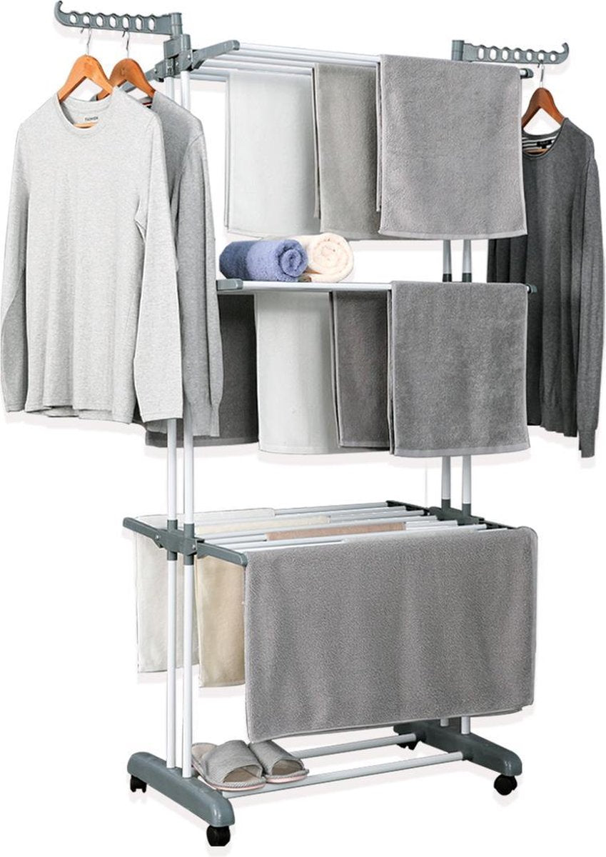 Herzberg HG-8034GRY Droogrek - Inclusief Wielen - Grijs