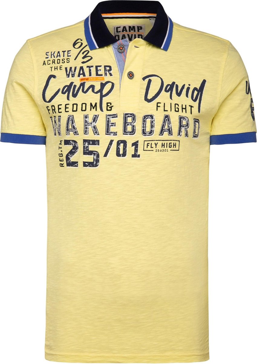Camp David ® polo van slivergaren met labelapplicaties