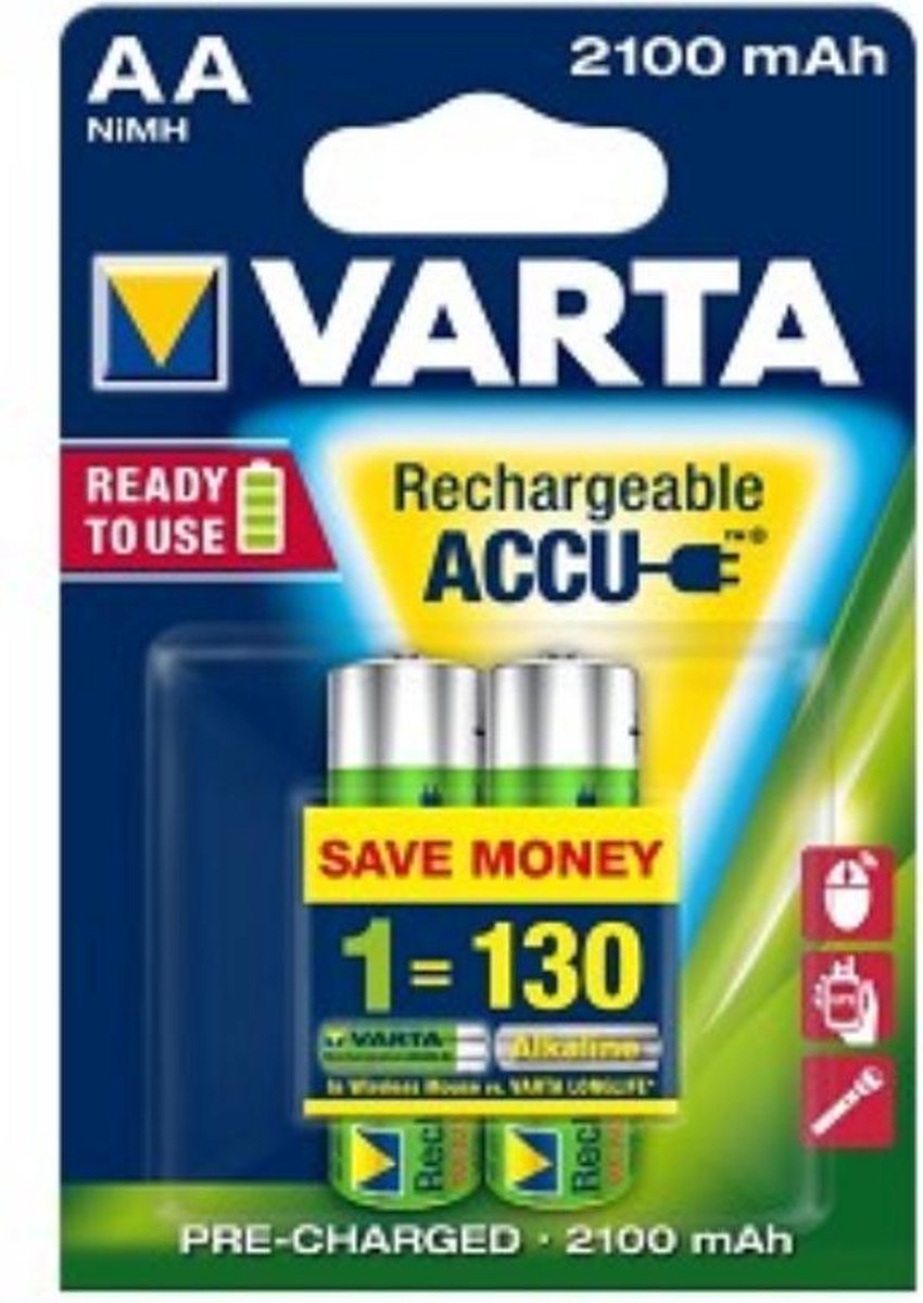 Varta oplaadbare batterijen AA NIMH 2100mA
