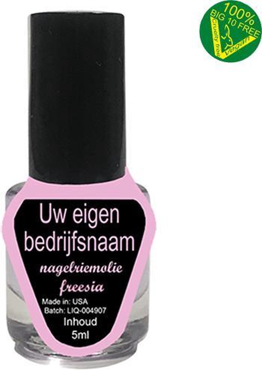 Nagelriemolie met eigen naam FREESIA - (40 flesjes van 5ml) - white label - eigen merknaam - eigen bedrijfsnaam