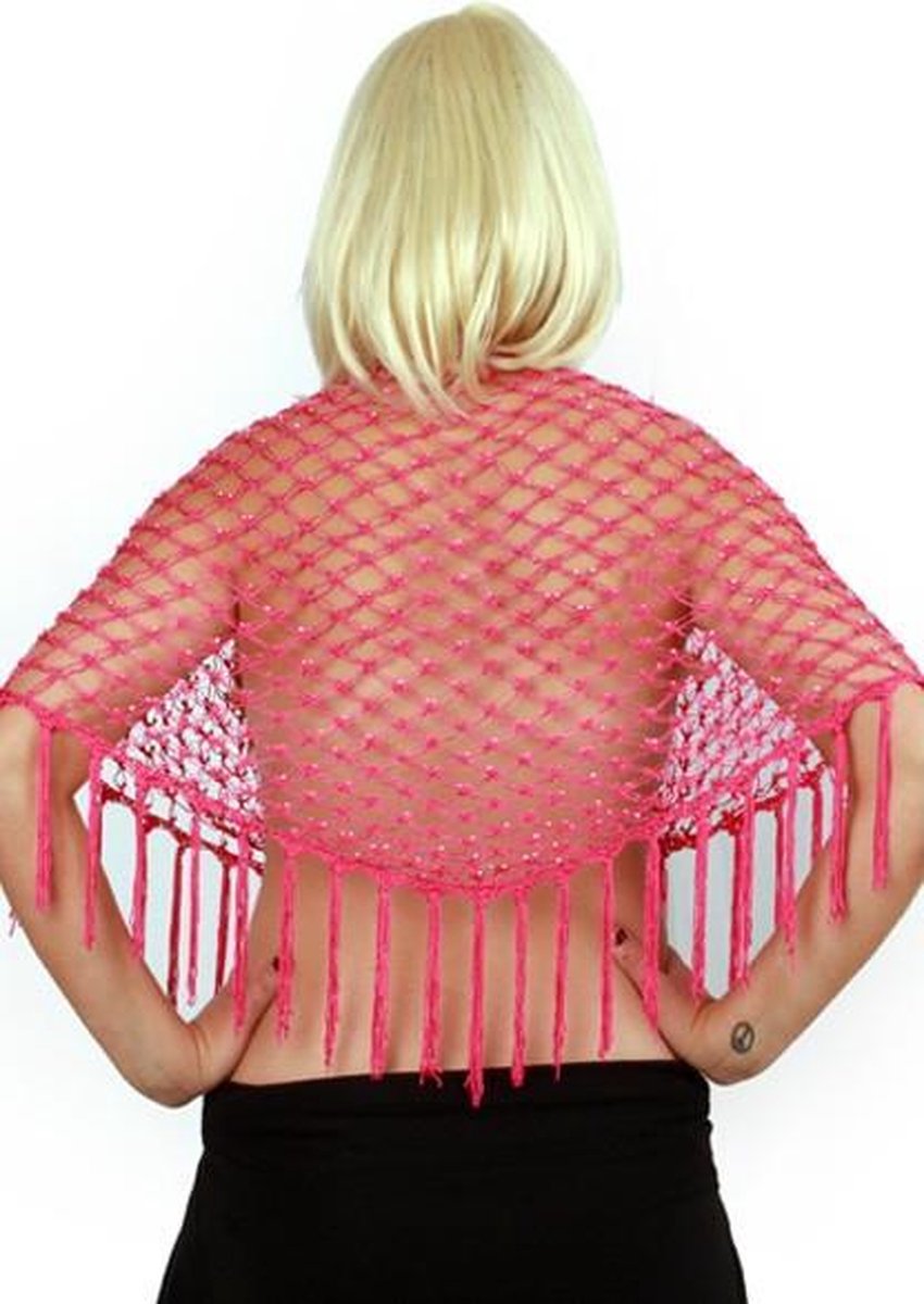 Stola hot-pink met straskralen
