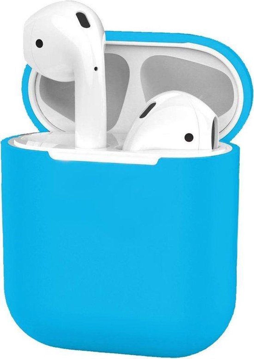 Airpods Hoesje Siliconen Case - Blauw - Airpod hoesje geschikt voor Apple AirPods 1 en Airpods 2