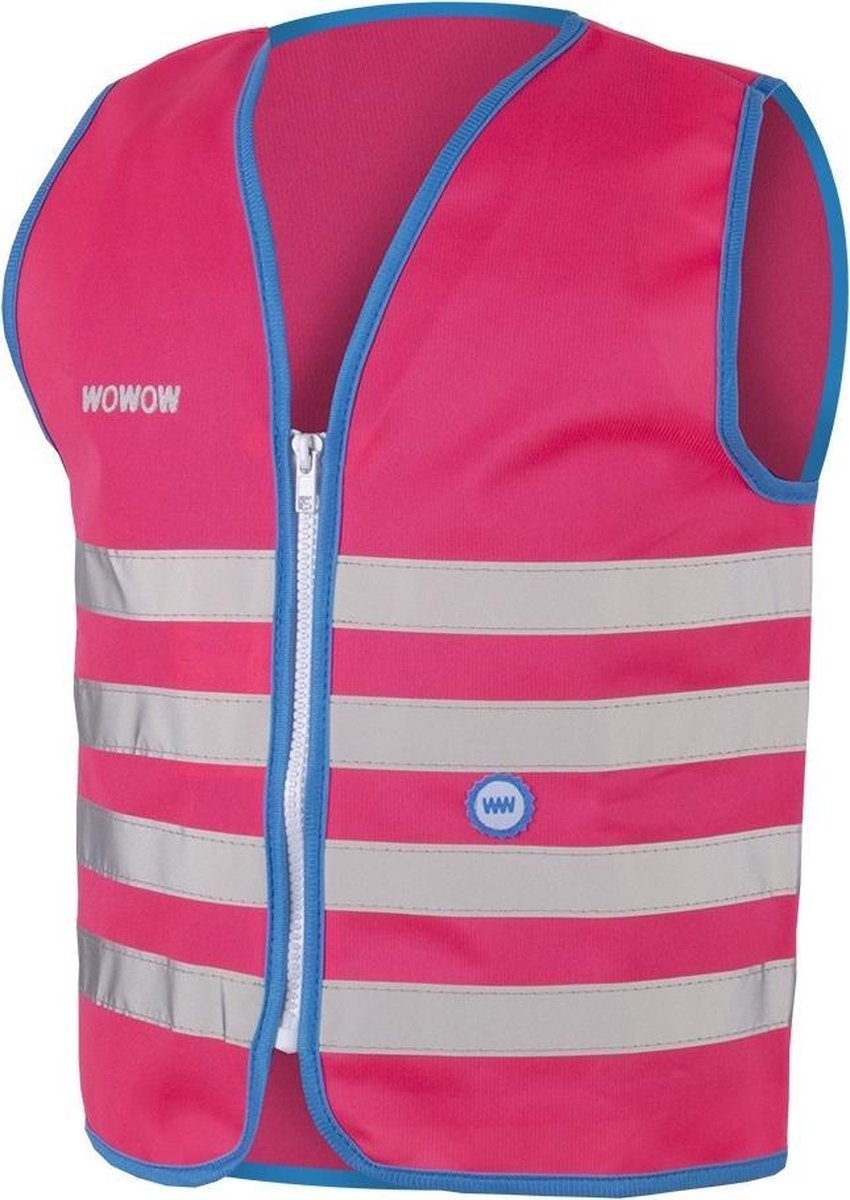 Wowow Veiligheidshesje kind met rits EN 1150 - Fun Fietsjas  - Maat S  - Unisex - roze/blauw/zilver