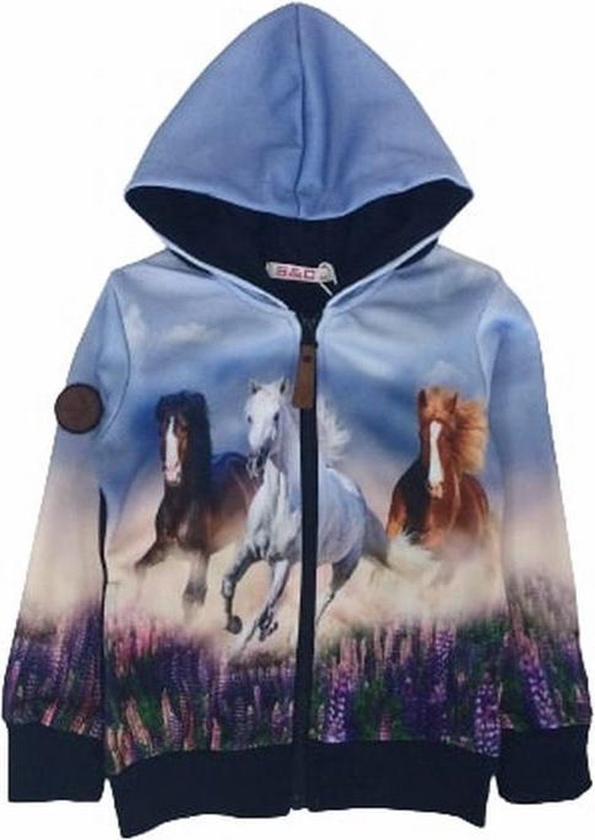 S&C vest met paard - blauw - maat 122/128