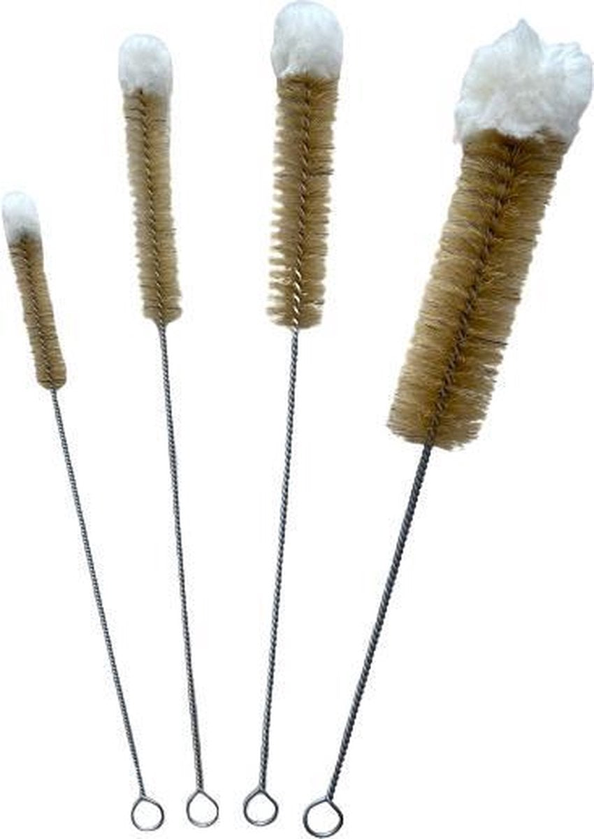 Set van 4 luxe tuitenragers - ragers - reinigingsborsteltje - van haar met katoenen top - Ø 10