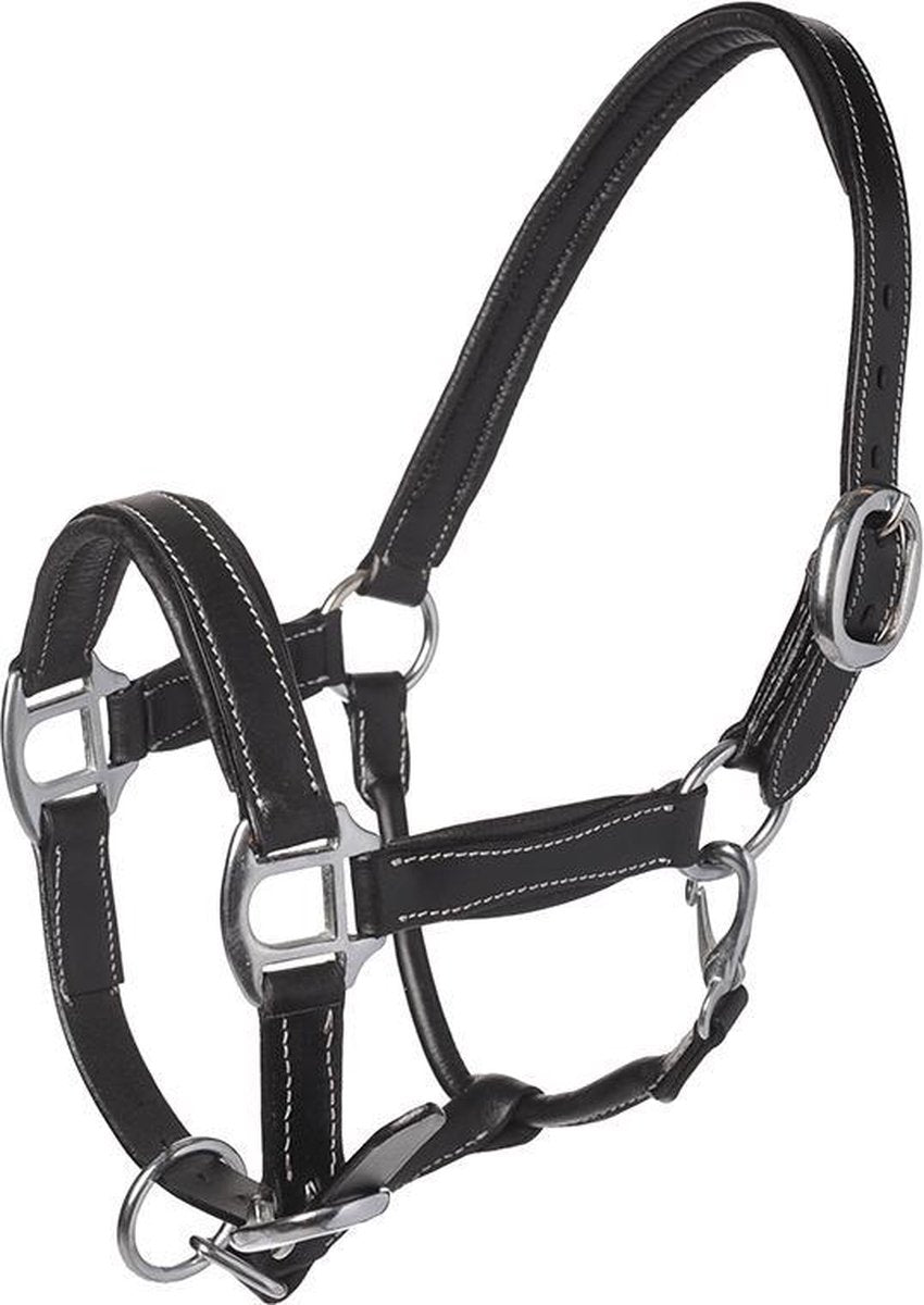 MHS Leren halster Luxury black/silver 7