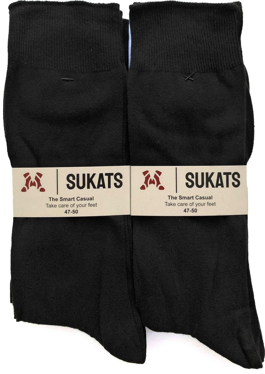 Sukats - Smart Casual Sokken - Meerdere Maten - 6 Paar - Zwart - Maat 47-50