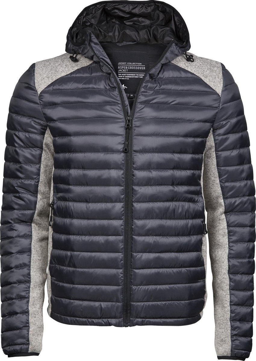 Tee Jays Heren Crossover Gevoerde Buitenjas met kap (Ruimte Grijs/Grijs Melange)