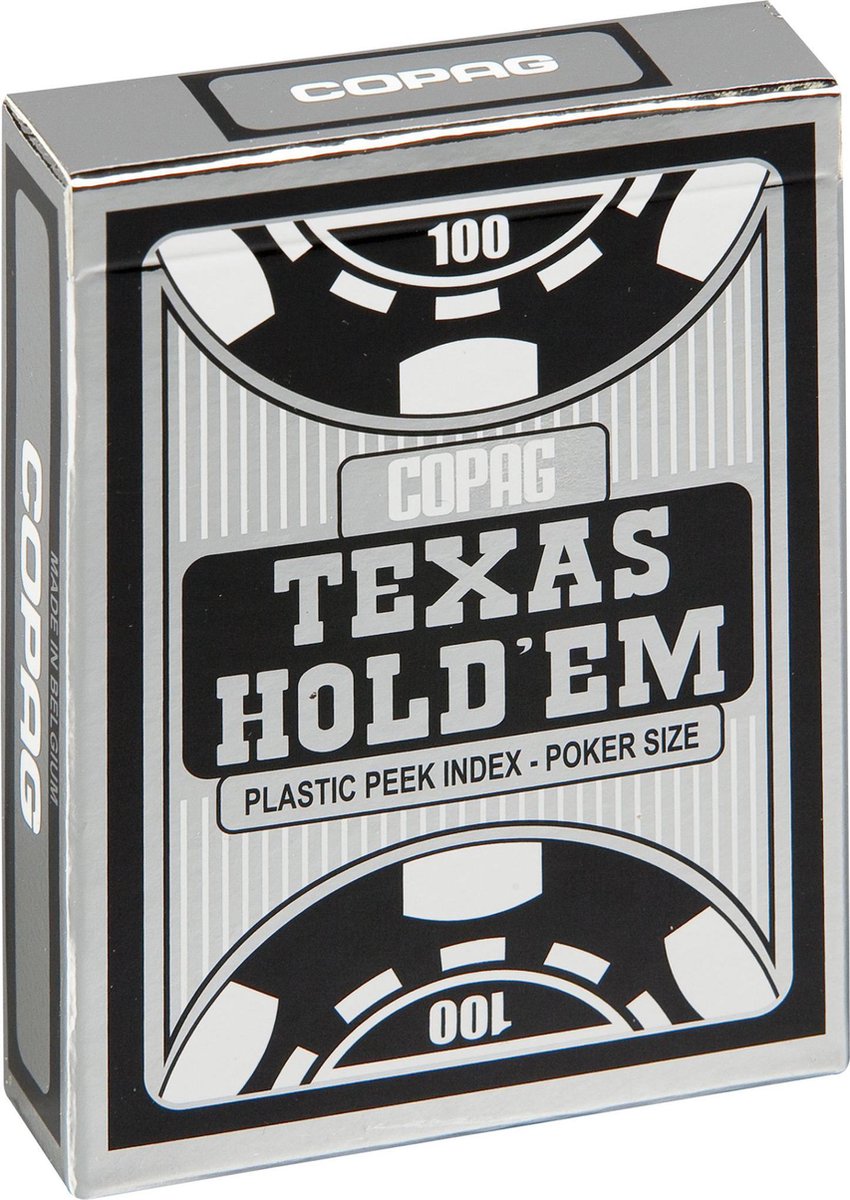Plastic speelkaarten Texas Hold'em Zwart - Peek Index - Copag