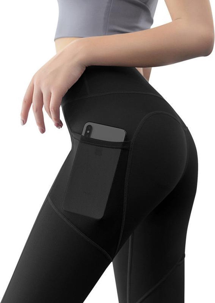 TDR - Fitness yogabroek - Sportlegging - Yoga Broek - Yogalegging - Dames - Zwart XXL-zwart