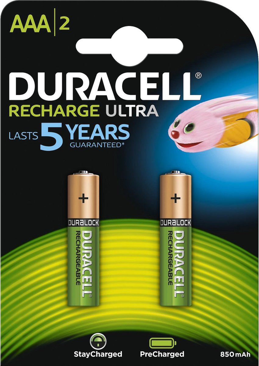 Duracell AAA Oplaadbare Batterijen - 850 mAh - 2 stuks