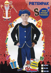 Pietenpak – Velours - Kind - 3 delig - maat 122-128 – Blauw / Zwart