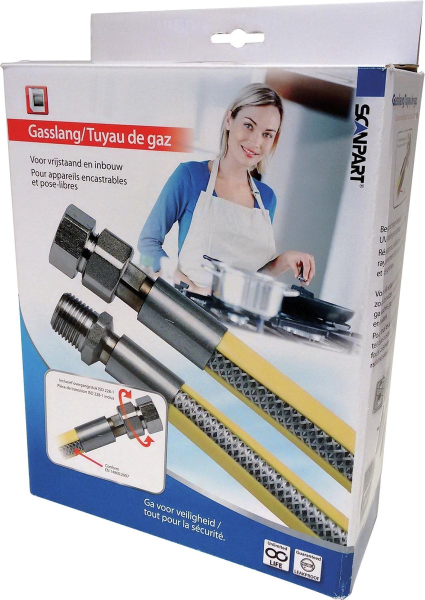 gasslang 1/2" 100cm RVS flexibel PVC (BE)