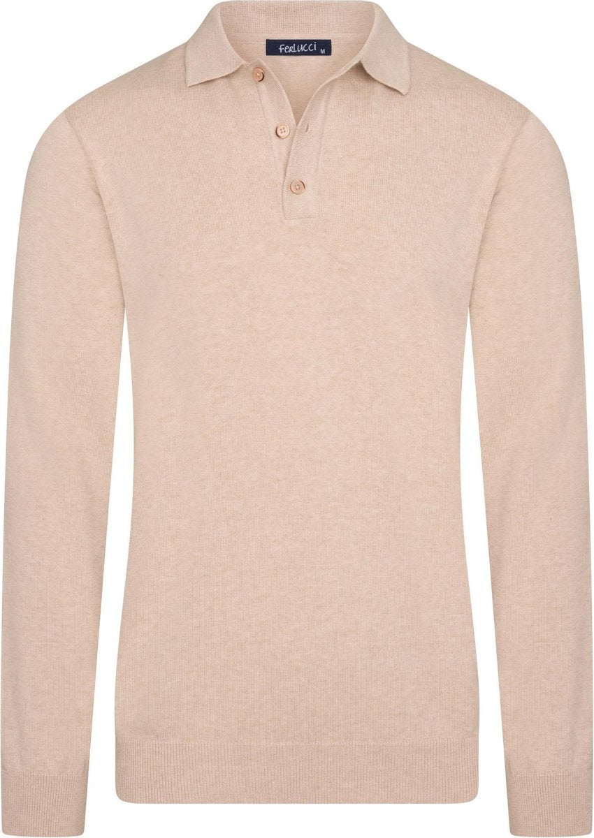 Ferlucci - Exclusieve Heren Trui met Polokraag  -Beige