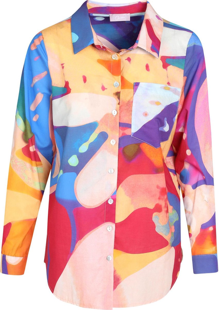 Cassis - Katoenen blouse met abstracte print - Multicolor