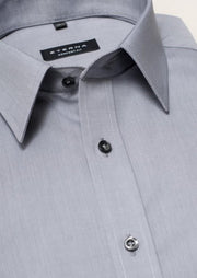 ETERNA comfort fit overhemd - chambray heren overhemd - grijs (zwart contrast) - Strijkvrij - Boordmaat: 47