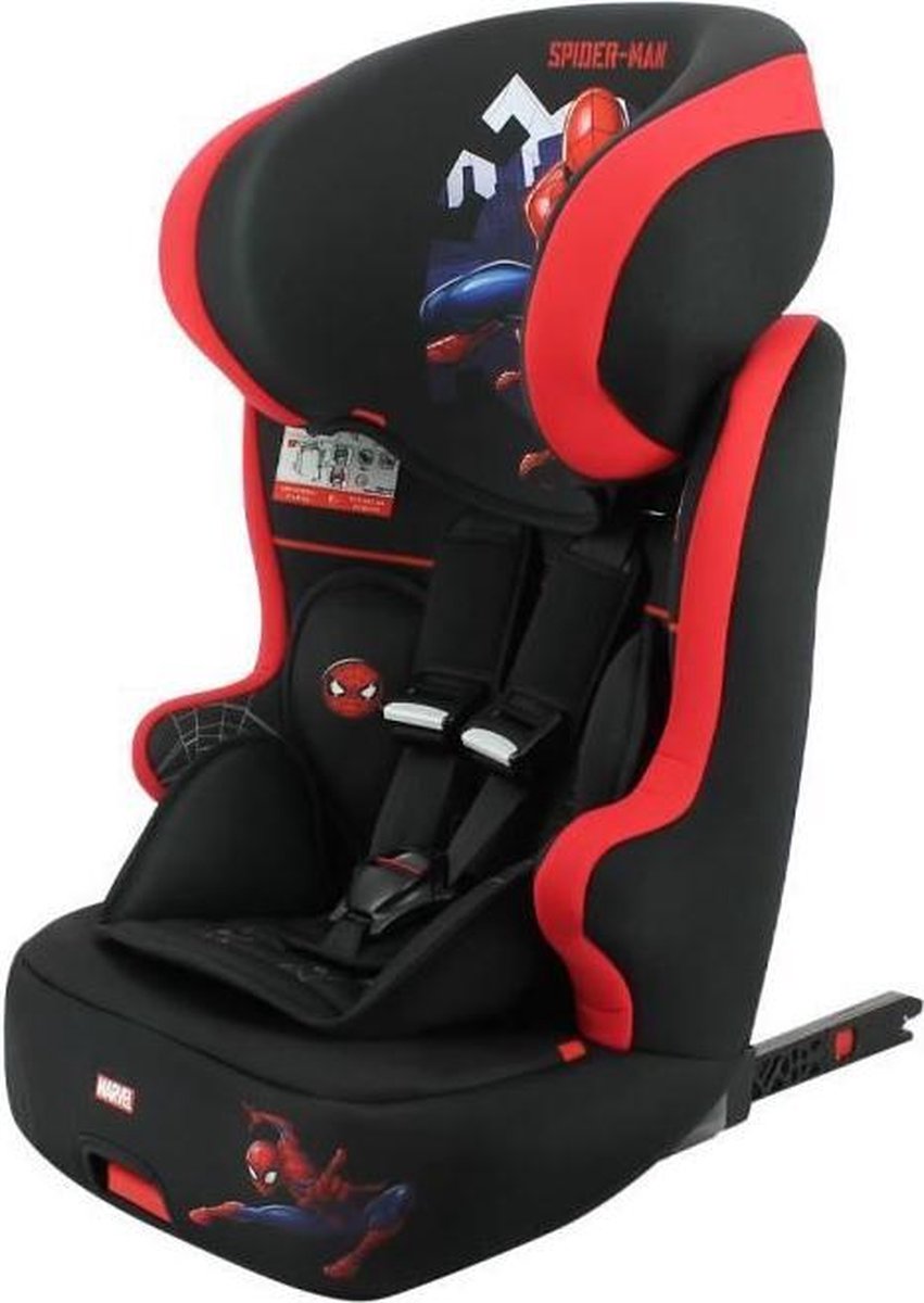 MARVEL Rugbooster met harnas Racer Isofix Groep 1/2/3 - 9 tot 36 kg - Spiderman Zwart